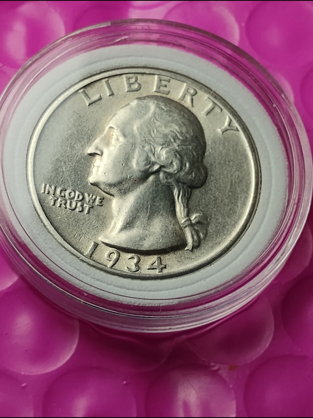 1934 Liberty Washington Quarter -90% Silver UNCIRCULATED IN Capsule